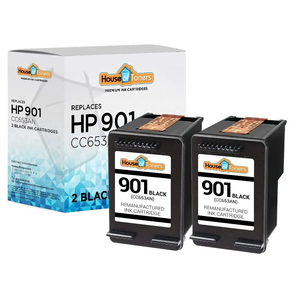 2 PK 901 Black Ink Cartridges for HP Officejet J4660 J4680 4500