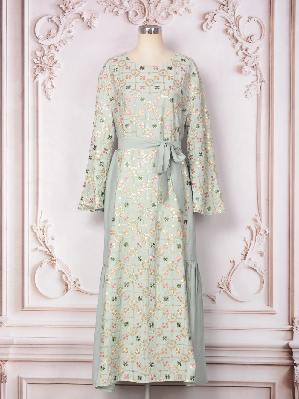 فستان عباية للنساء فساتين الحفلات جلابية ترتر بأربطة لعيد الإسلام فيستدوس عربي طويل رداء مسلم المغرب دبي قفطان رمضان #6