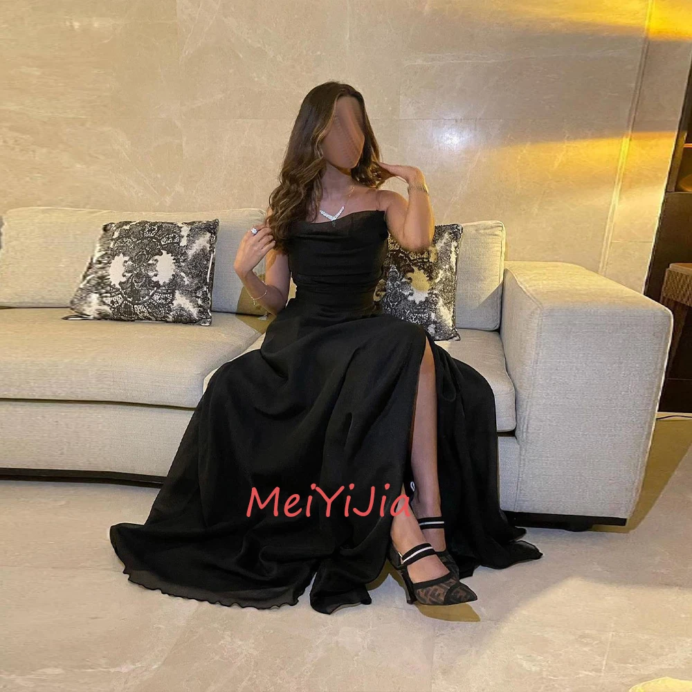 

MeiYiJia Strapless Satin A-Line Zipper-Up Sleeveless Floor-Length Saudi Arabia Sexy Evening Birthday Club Outfits Summer 2024