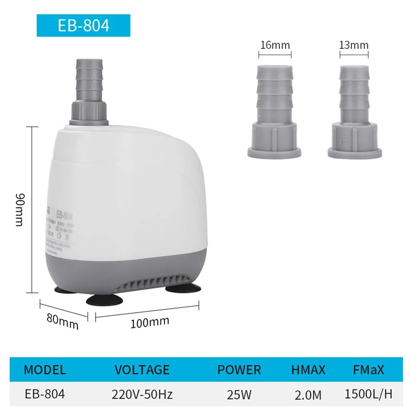 Bomba sumergible para acuario ABHU, bomba de agua baja para filtro inferior de acuario, cambio de bomba de agua, bomba de succión inferior, enchufe europeo