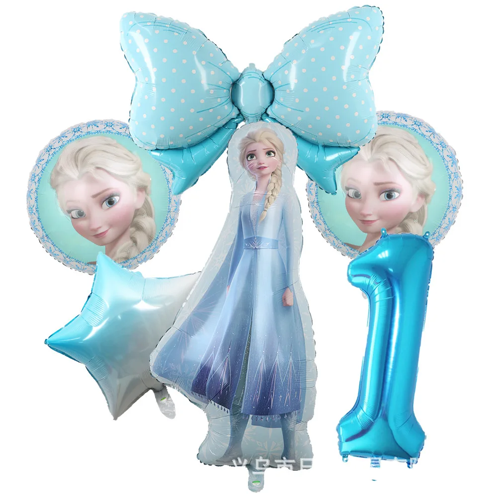 عدد الألومنيوم المجمدة إلسا فيلم كروية DIY بها بنفسك ترتيب عيد ميلاد الطرف بالونات تزيين سلسلة أنيمي كعكة الدائري باقة #2