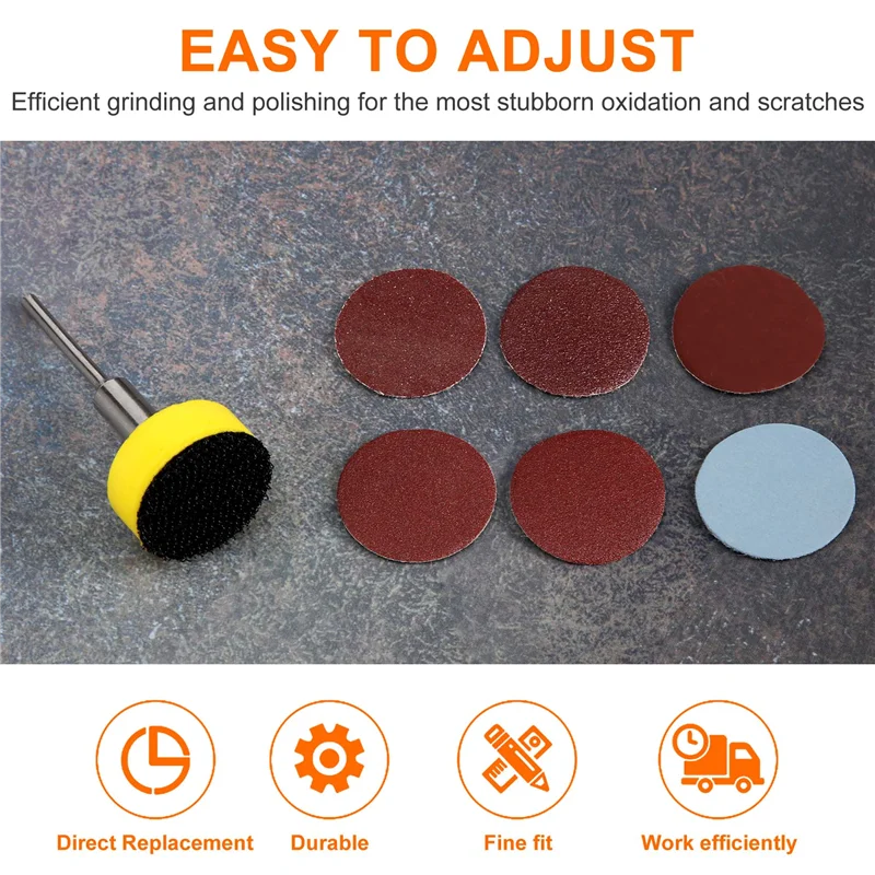 AC88-100Pcs 25Mm 1 Inch Sander Disc Sanding Disk 100-3000 Grit Paper With 1Inch Abrasive Polish Pad Plate + 1/8 Inch Shank For D