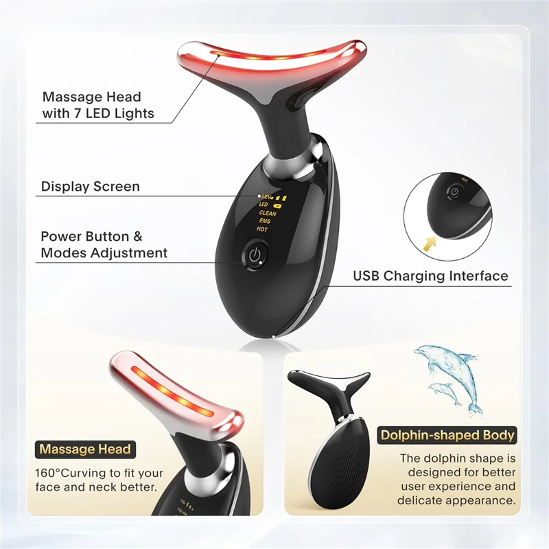 -MEOF 7 in 1 Anti Rughe Viso Massaggiatore Dispositivo per scolpire il viso Dispositivo per strumenti per la cura della pelle delle occhi del collo del viso per donne e uomini Durevole