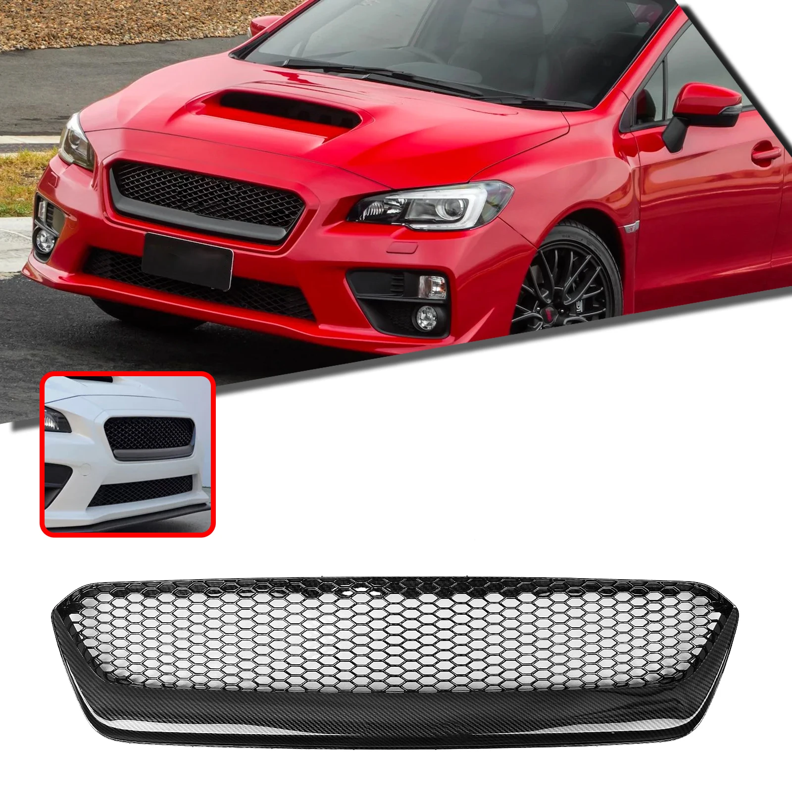 

Для Subaru WRX 2015-2017 передняя решетка гоночная решетка из углеродного волокна/глянцевый/матовый черный верхний бампер сетка капота