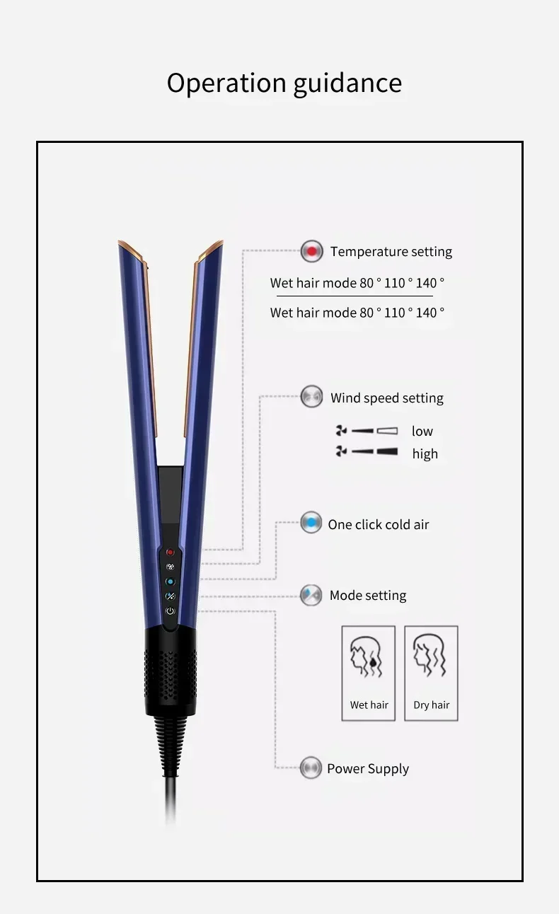 2-in-1 Haartrockner und Glätteisen Kombi mit Professionellem Negativ-Ionen-Technologie Langanhaltendes Styling-Tool für Alle Haarstrukturen – Detail 9