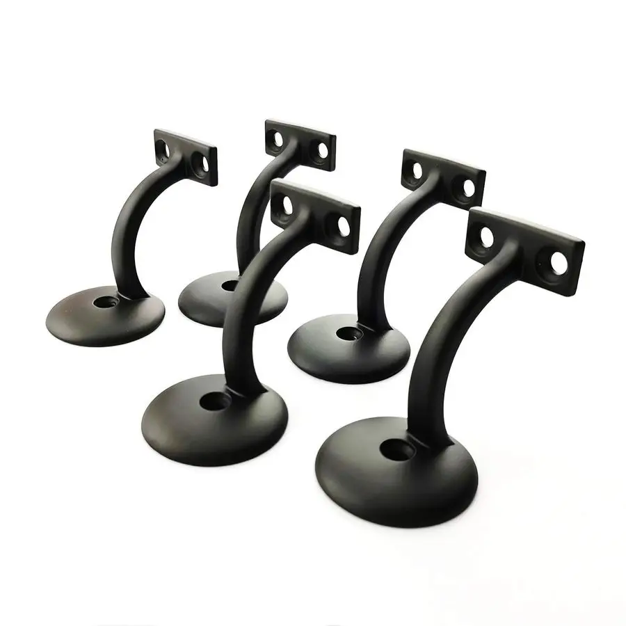 

3 Solid Heavy Duty Round Base Handrail Brackets for StaircasePack of Satin Black 5