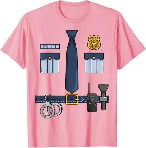 Halloween Polizist Partykostüm Halloween Polizeibeamter Cosplay T-Shirt Y2k Lustige Jungen Mode Grafik-Bekleidung Herrenkleidung – Detail 5