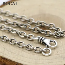 BOCAI New S925 Sterling Silver Necklace for Men Women Antique Silver Finish O-chain Fine Charms Choice Jewelry Wholesale
