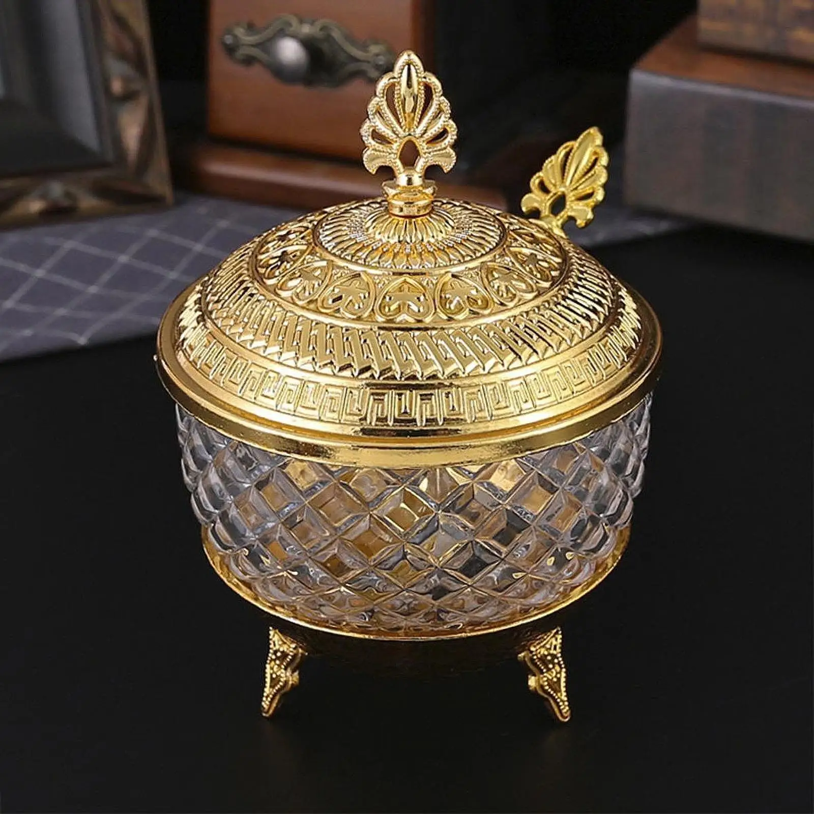 Sugar Bowl with Lid Retro Decorative Candy Jar for Housewarming Office Event