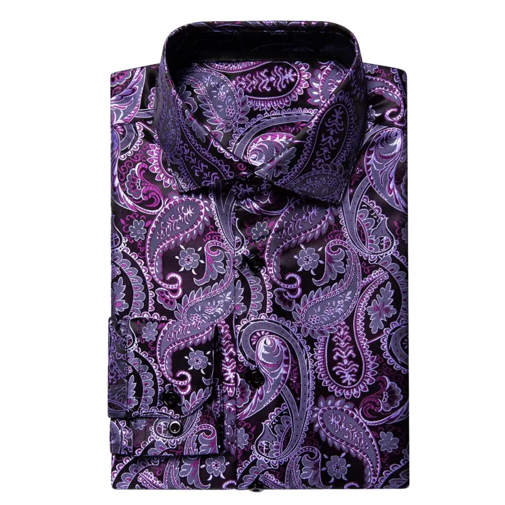 Hi-aught-Chemises tissées de luxe pour hommes, chemise à manches longues, coupe couvertes, violet, rouge, or, bleu, noir, gris, argent, mariage,