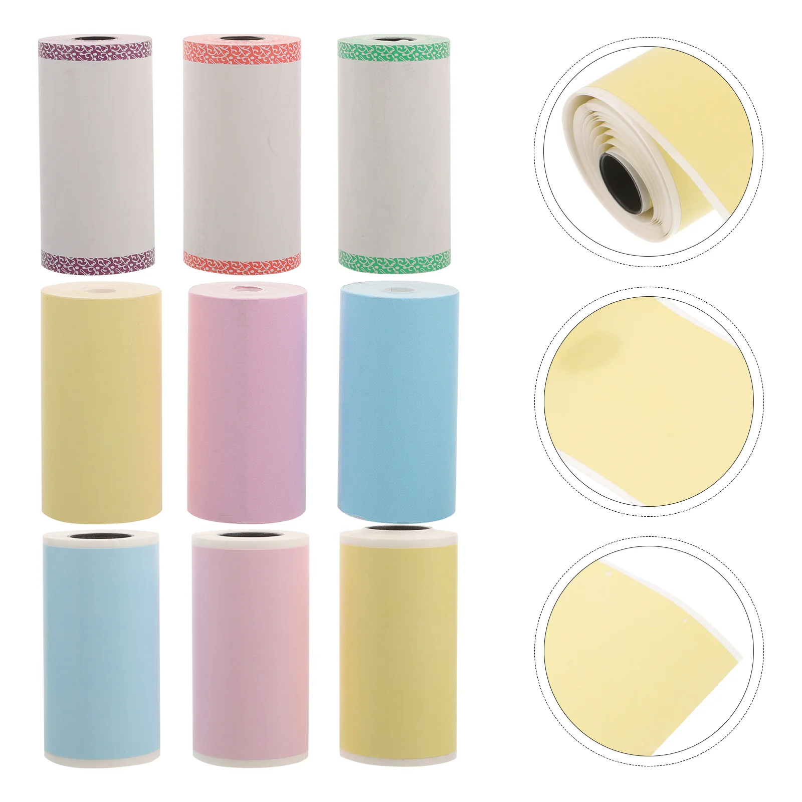 9 Rolls Thermal Paper Printer Sticker Mini Printers Self Adhesive Label Stickers