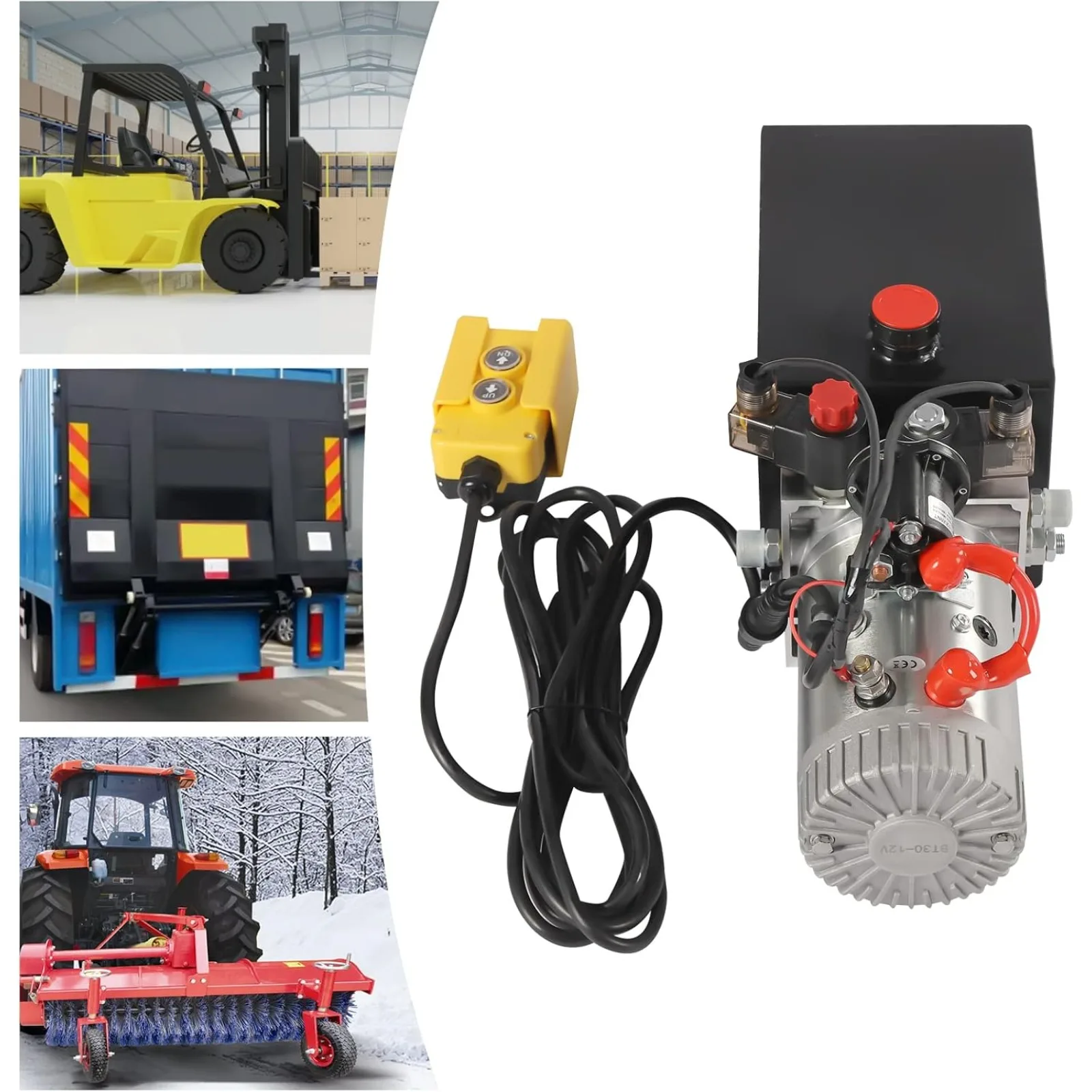 

NEW 6 Quart Electric Hydraulic Pump, 12V DC Hydraulic Power Unit Double Acting with Steel Oil Tank and 4.5M Wired Control Handle