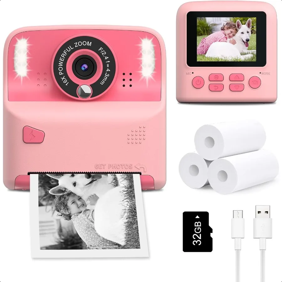 

Instant Print Camera for Christmas Birthday Gifts for Age 312 2.4 Inch Screen Inkl Selfie Digital Camera Toddlers Portable Trav
