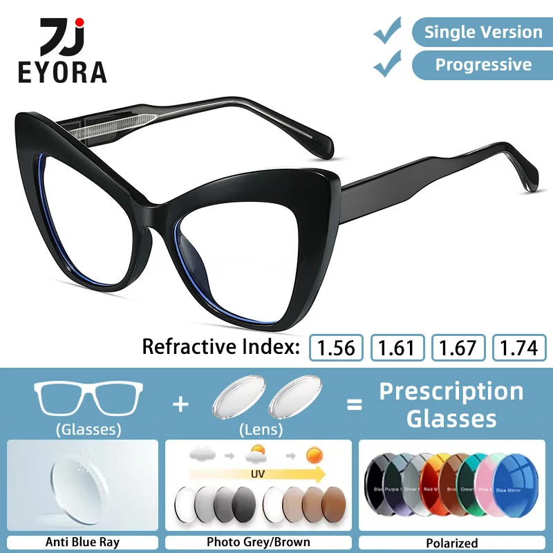 

EYORA Currents Butterfly-framed Women Reading Glasses Myopia Eyewear Hyperopia Anti Blue Ray Progressive Photochromic Eyewear