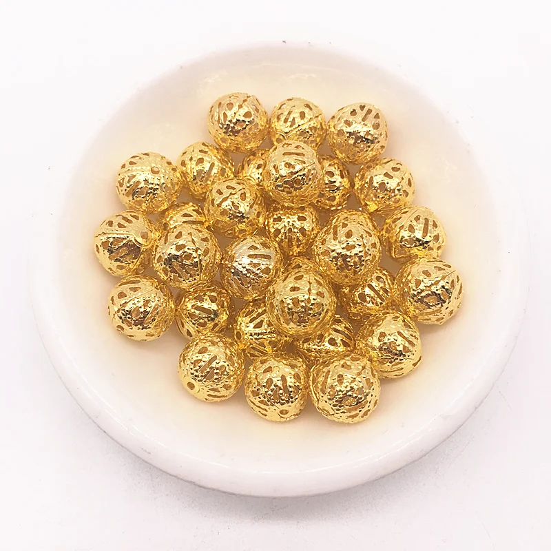 150-30pcs 4/6/8/10mm Hollow Ball Flower Beads Metal Charms Spacer Beads for Jewelry Making Diy Handmade Accessories