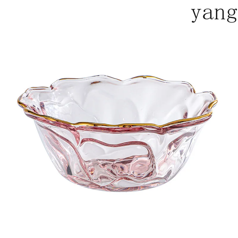 LMM Phnom Penh Peony Glass Bowl, Creative Bird's Nest Ice Cream Salad Bowl