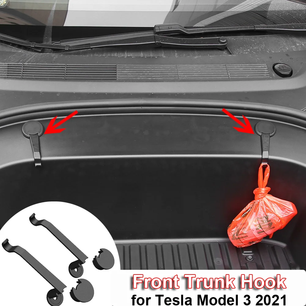 

Front Trunk Hook For Tesla Model 3 2021 Accessories Grocery Hook for Umbrella Bag Spare Box Bolt Covers ABS Frunk Holding Clips