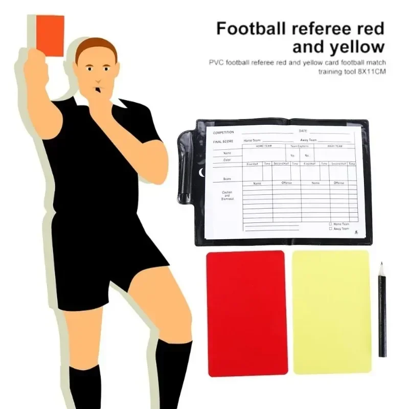 Soccer Referee Card Recording Paper Score Sheets Red Card Yellow Card with Pencil Soccer Referee Book Football Accessories