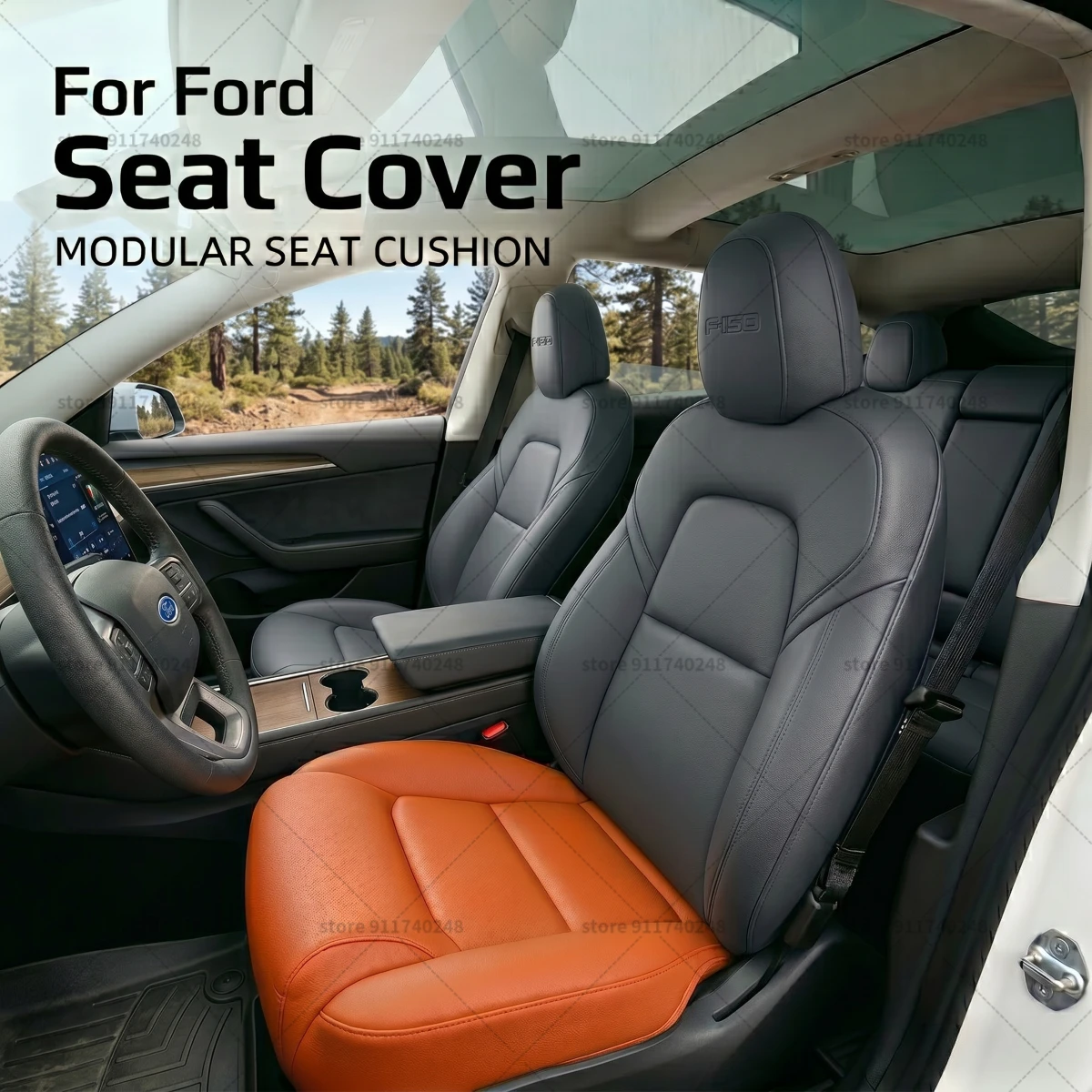 

Подушка-удлинитель для ног Ford, подушка для поддержки бедер, из пены с эффектом памяти, кожаная, аксессуар для интерьера автомобиля