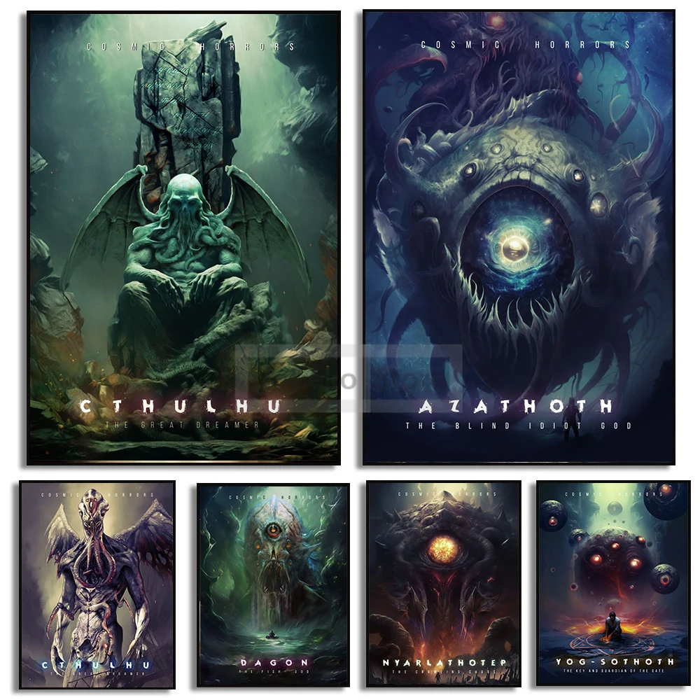 Lovecraft Cosmic Horrors Cthulhu Mythos Azathoth Nyarlathotep Poster Prints Canvas Painting Wall Art Pictures Home Room Decor