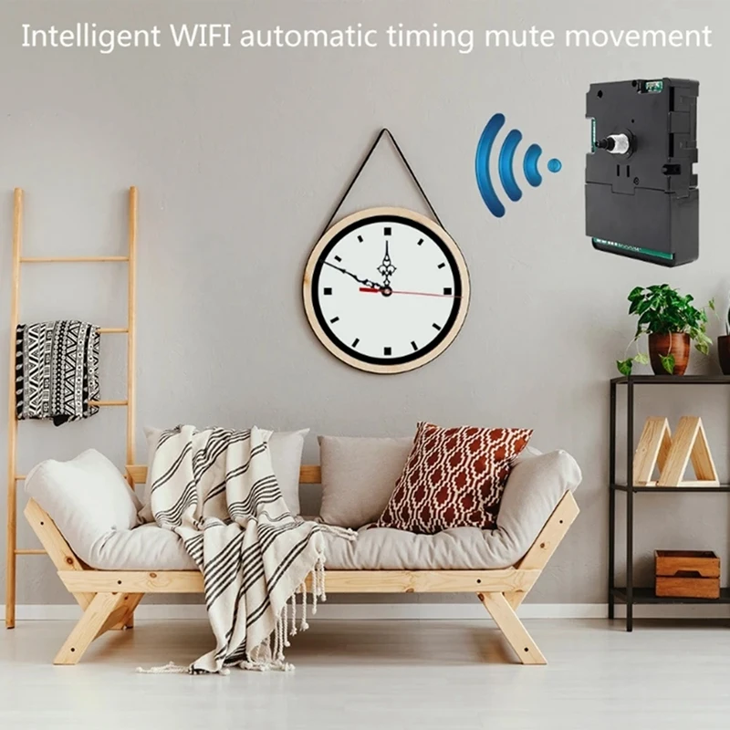 WIFI Automatic Time Synchronization Silent Movement Unlimited Mobile Phone Hotspot Timing WIFI Clock Movement Black 1 PCS