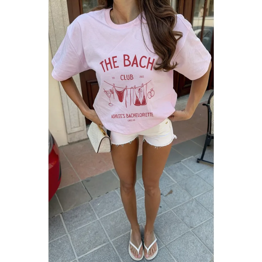 Custom Bachelorette Party T-Shirts Bride Tribe Matching Tees Summer Men's and Women's Loose and Breathable T-shirt Top