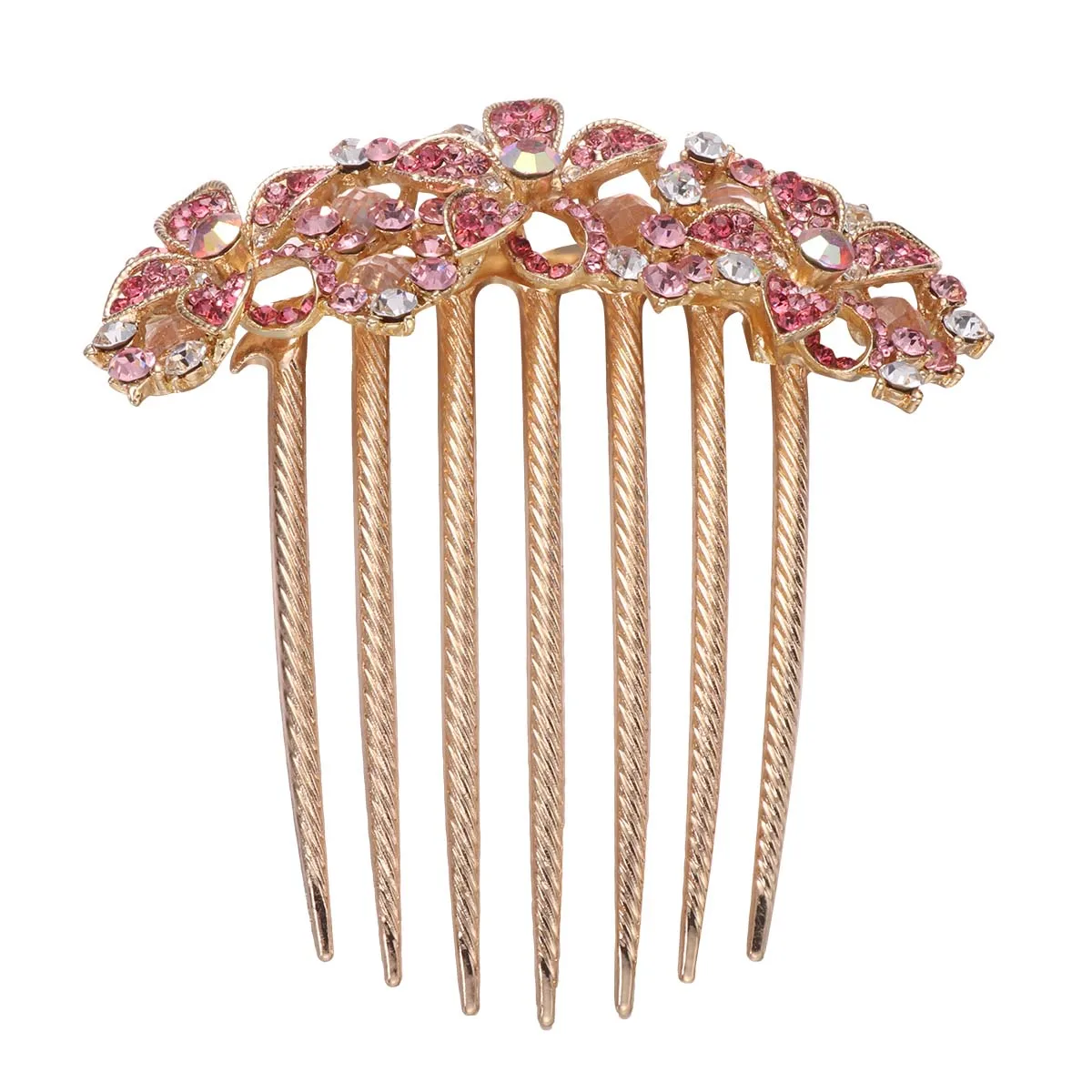 

Elegant Pink Rhinestone Hair Comb Crystal Wedding Party Hairpin Women Headpiece Hair Accessories Rhinestone Headdress