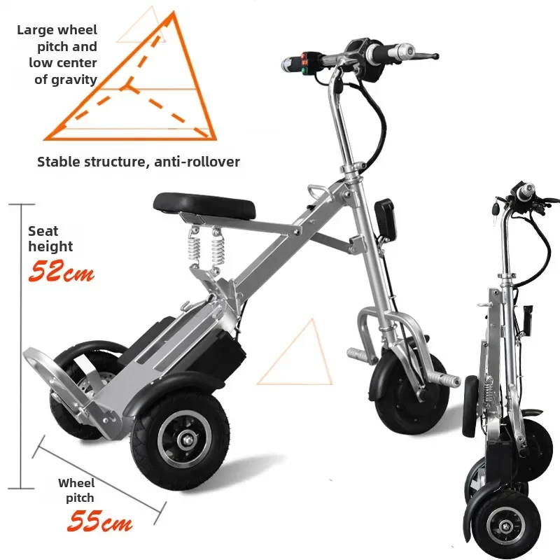 Ultra-light Portable Folding Electric Scooter for Elderly And Disabled Three-Wheel Lithium Battery Powered Small Bicycle Vehicle