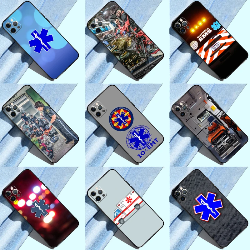 Ambulance EMS EMT Paramedic Phone Case For iPhone 14 13 12 11 Pro Max Mini XS X XR 6 7 8 Plus SE 2020 Soft Cover Case