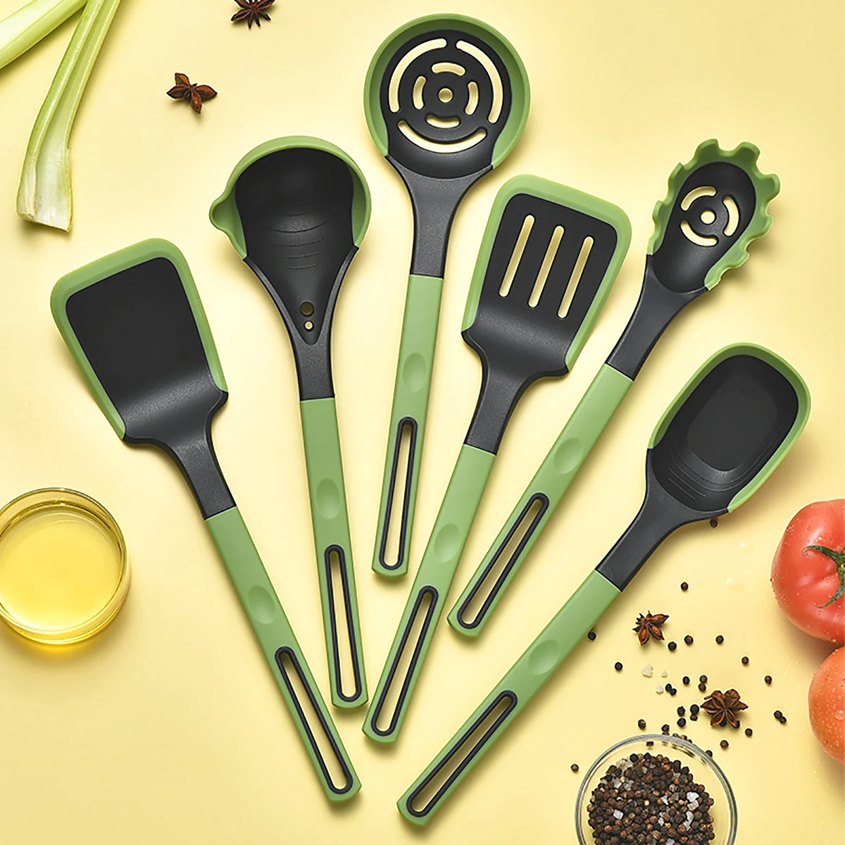 

1piece Dual Color Silicone Cooking Tool Kitchen Household Cooking Utensils Easy to Clean Non Stick Spatula Spoon