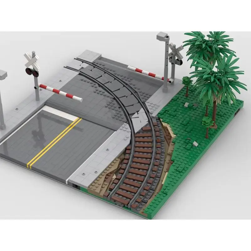 

MOC Building Blocks Curved Train Track Mils Road Railroad Crossing City View Model Bricks DIY Assembly Display Toy Gifts 1242PCS