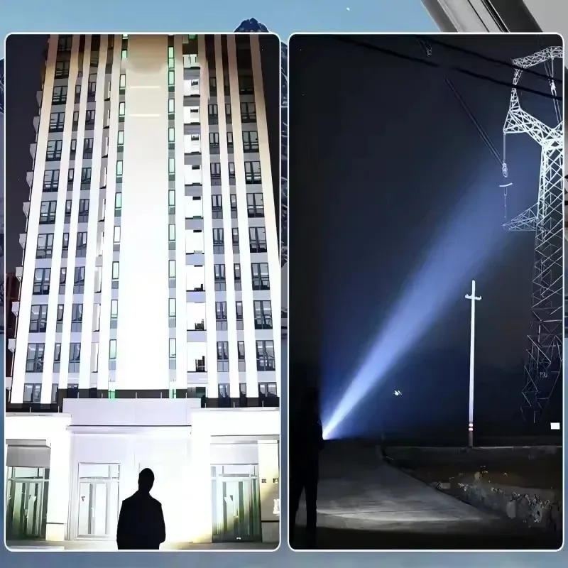 High Strong Power LED Flashlight Tactical Torch USB Rechargeable Zoom Emergency Lights for Outdoor Camping Fishing Work Lighting