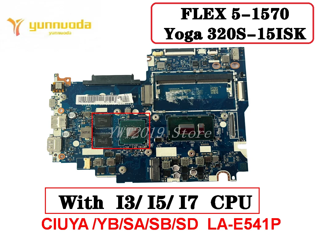 

Оригинальная материнская плата для ноутбука Lenovo FLEX 5-1570 Yoga 320S-15ISK с процессором 4415U i3 i5 i7 DDR4, женская модель 100%, протестирована