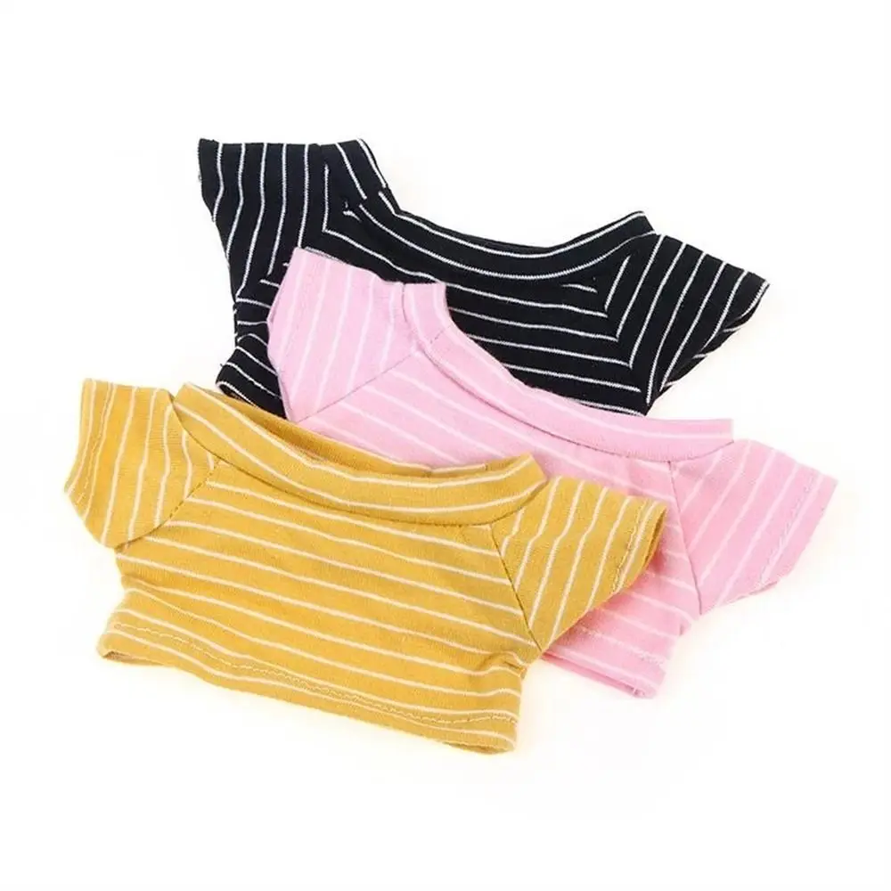 Dressing Doll Accessories Stripes Short Sleeve Black White T-shirt 20 cm Doll Clothes Doll Plush Clothing Doll Shirt Doll Pants