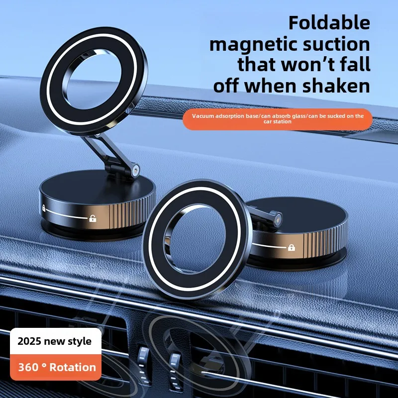 Vacuum Magnetic Car Phone Holder Foldable Suction Cup Mirror Gym Bath Shower Stand for IPhone 16 15 14 13 12 11 Xiaomi Samsung