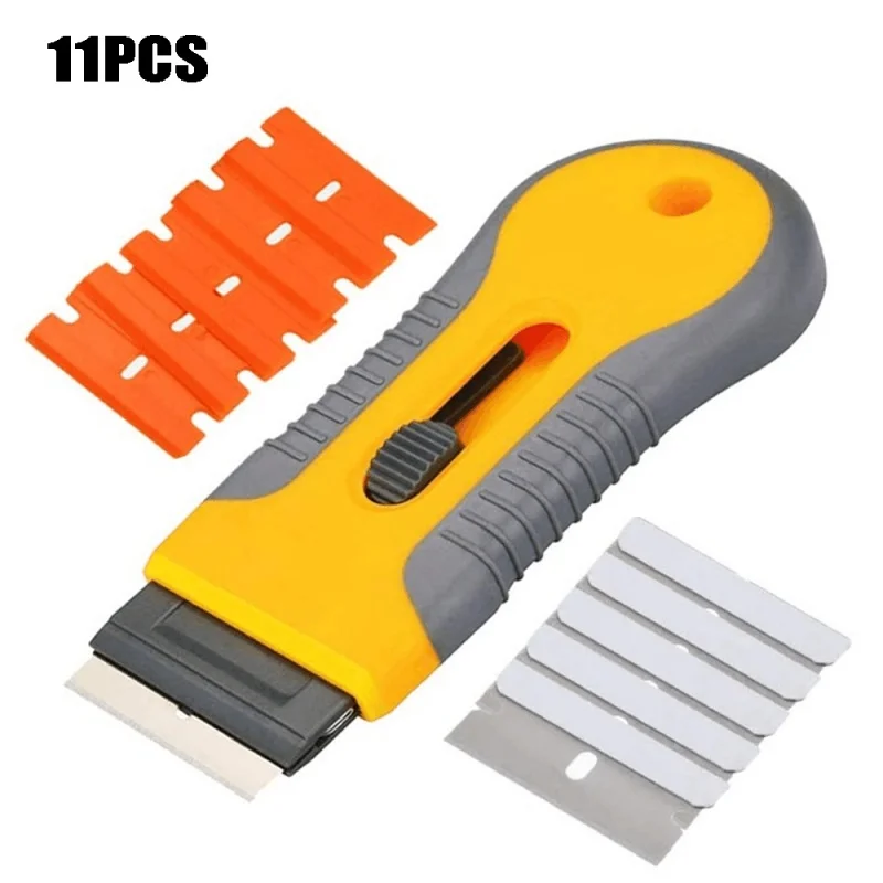 

11PCS Telescopic Scraper Blade Set By And Window Label Sticker Decal Glue Residue Cleaning Tool