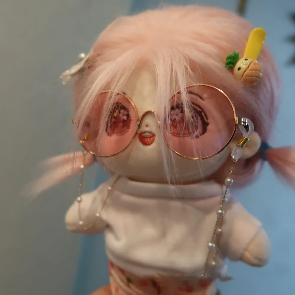 نظارات بإطار دائري 10 سم مناسبة للنظارات المزخرفة لعبة الدمية القطنية مقاس 20 سم