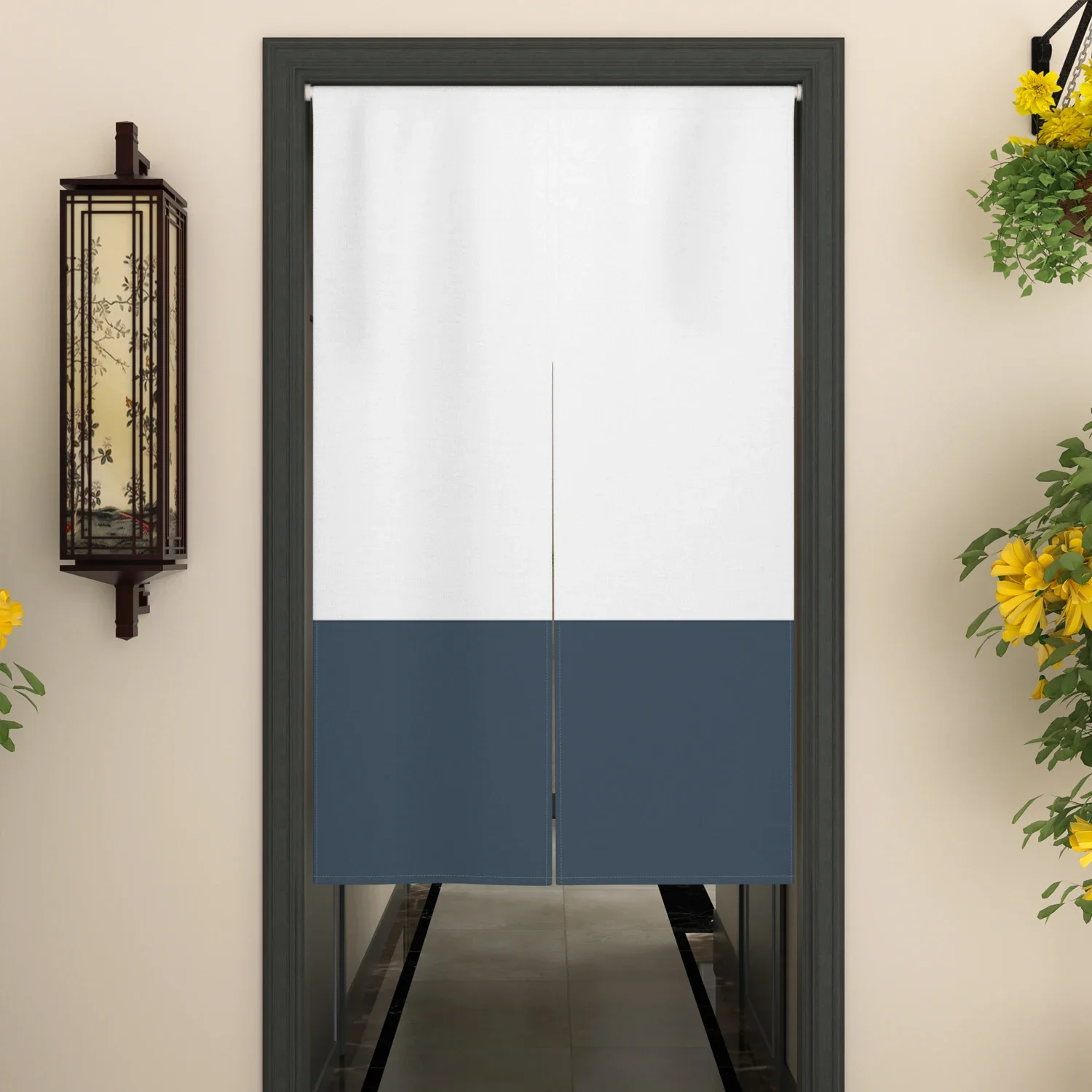 Minimalist Door Curtain Modern Solid Color Block Home Decor Partition Velcro Door Curtains Kitchen Entrance Hanging Half Curtain
