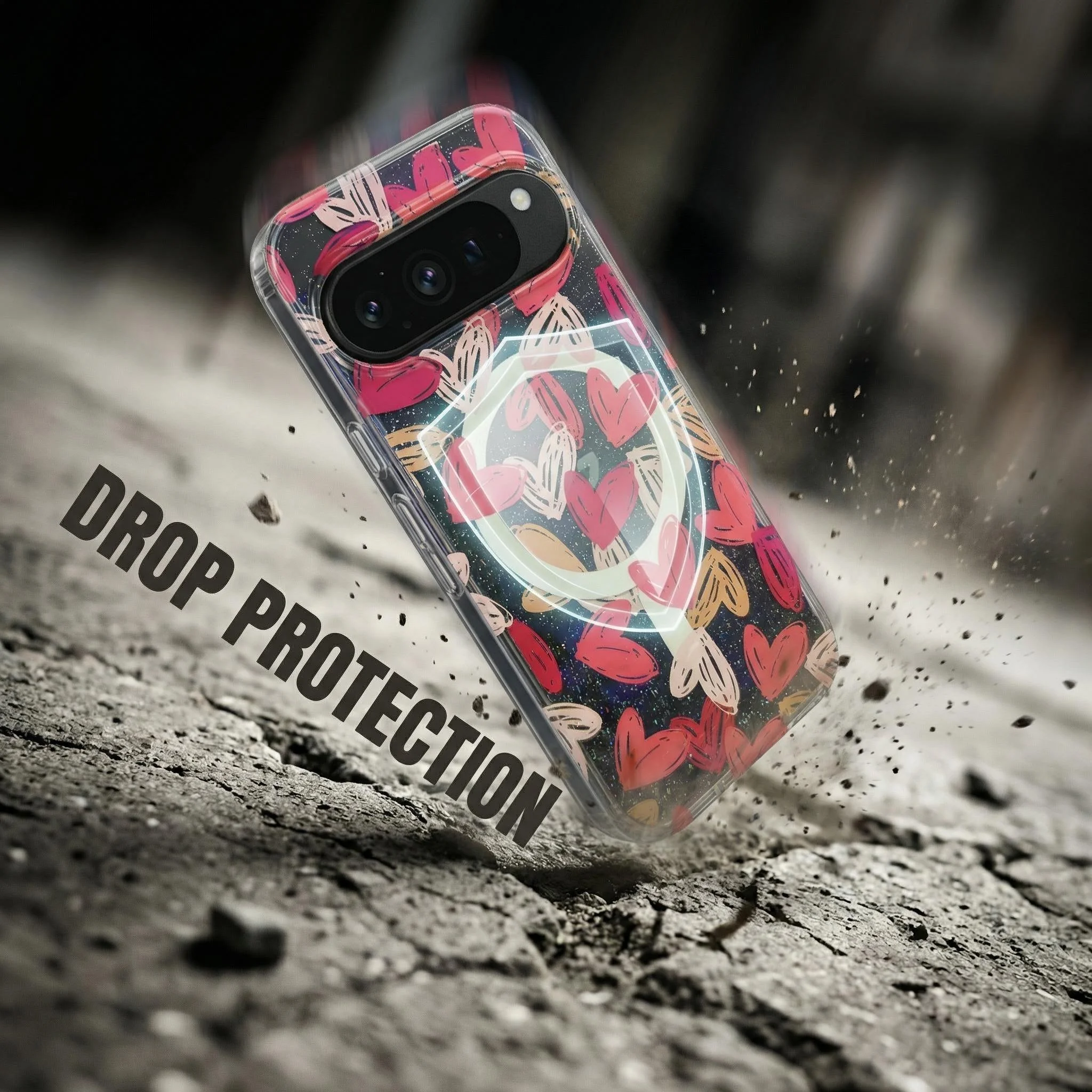 Cute Graffiti Heart Glitter Magnetic Phone Case for Google Pixel 9/10 Pro/ProXL 9A10A Gradient Blue Light Shockproof Cover Funda view 5