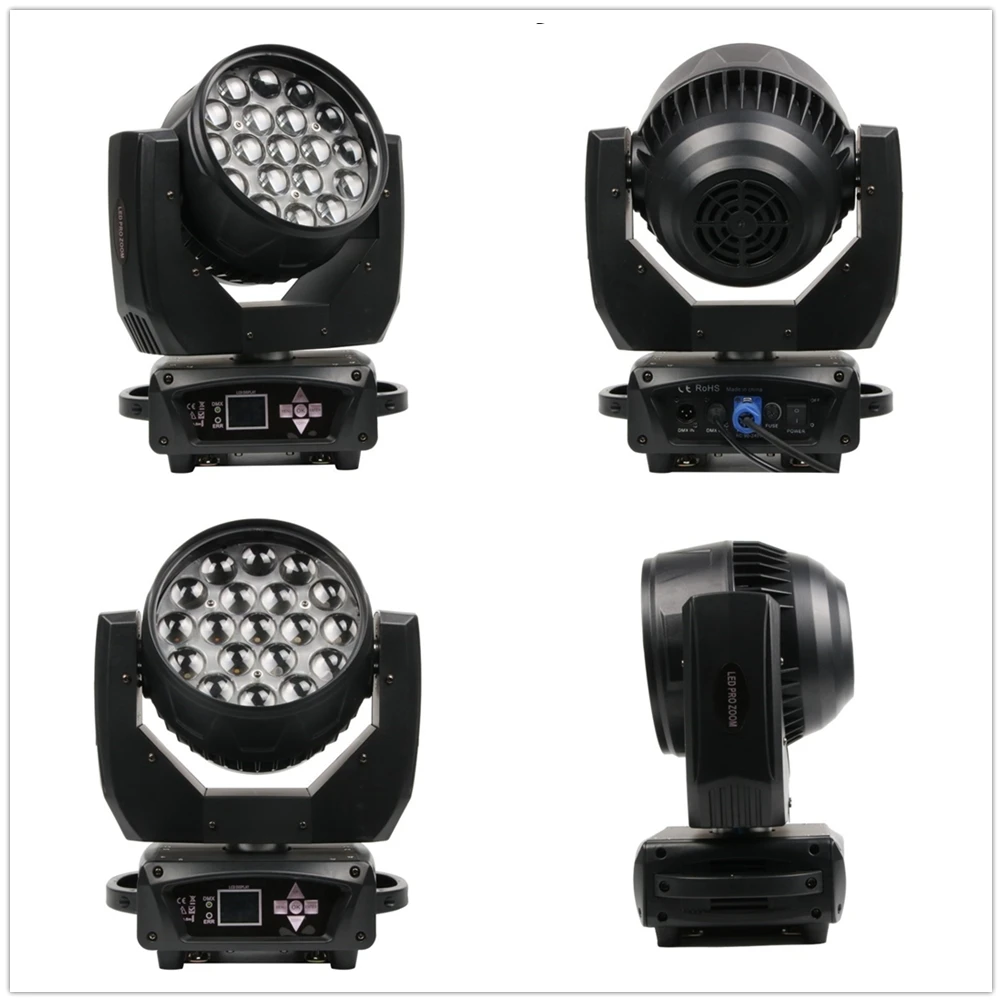 Haz de luz con Zoom de 19x15W, cabezal móvil para efecto de iluminación de escenario con LED RGBW 4 en 1 y Control DMX para Dj, discotecas y clubs nocturnos