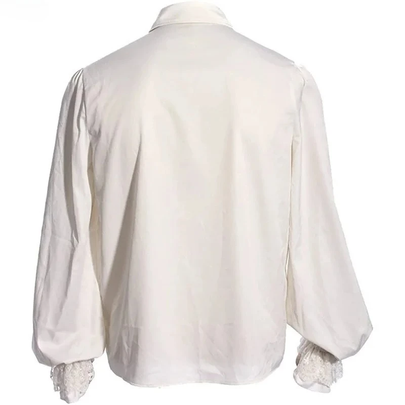 

Medieval Victorian Men's White Vintage Shirt, Steampunk Shirts, Available in Black, Green, Blue, and Red.