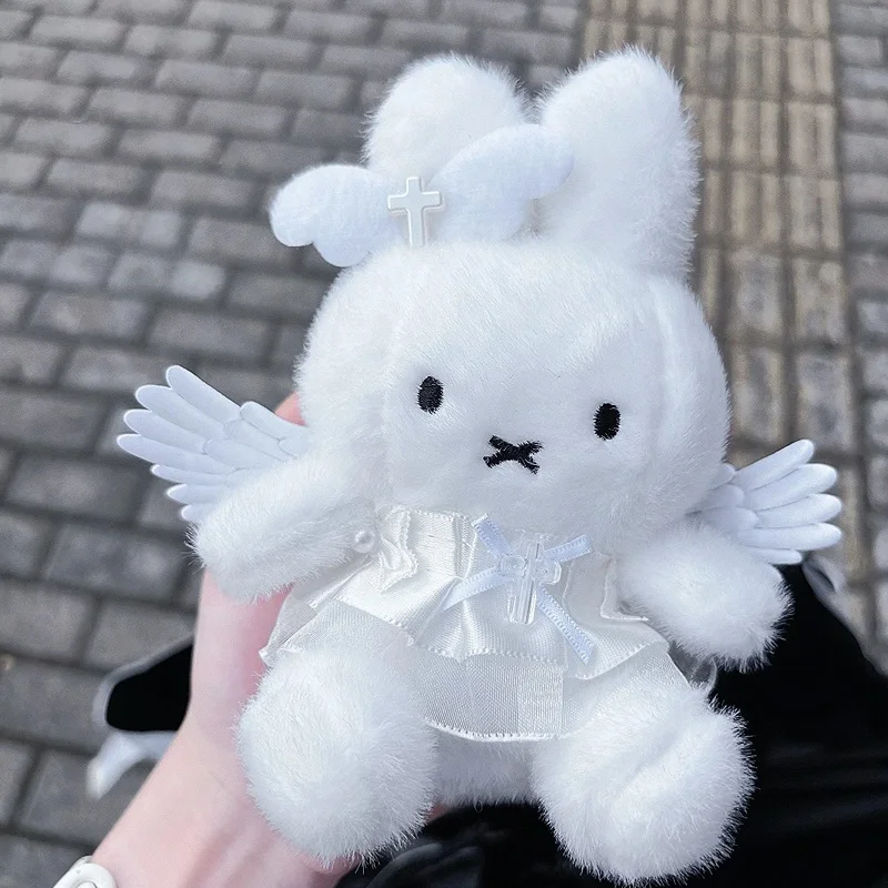 Kawaii Cute Miffy Plush Keychain Cartoon White Angel Rabbit Stuffed Doll Anime Peripherals Car Backpack Decoration Friend Gift