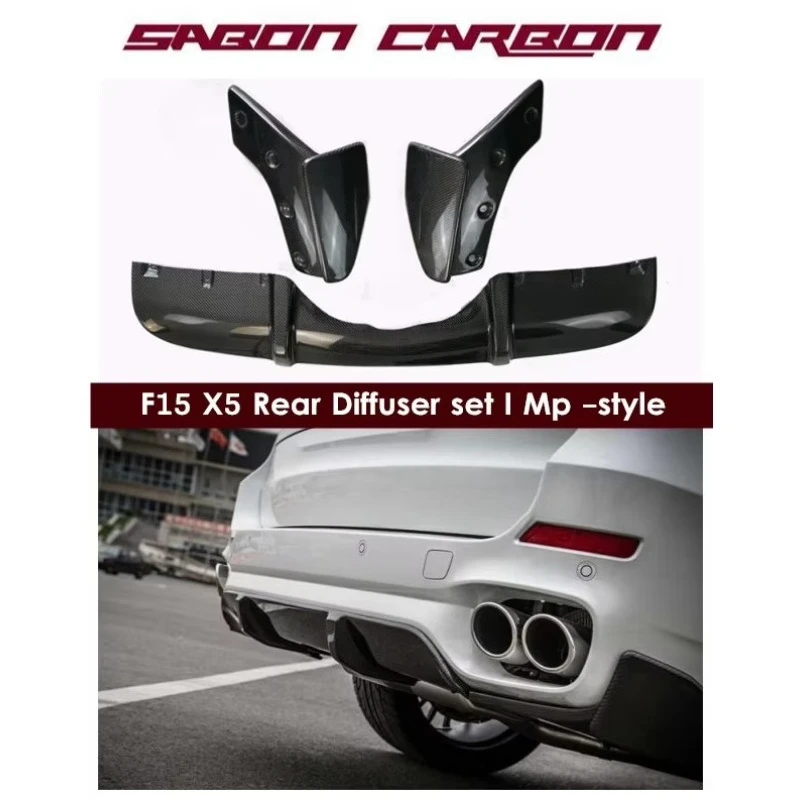MP Style for F15 X5 M Sport Carbon Fiber Rear Bumper Diffuser Lip  Rear Spat Rear Splitter Spoiler M-sport Bumper