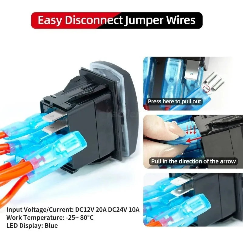 12 فولت/24 فولت سيارة لوحة التبديل 4.2A شاحن يو اس بي تشغيل/إيقاف الدائرة الروك سيارة Rv البحرية LED لوحة مفتاح متأرجح قافلة تخييم الملحقات