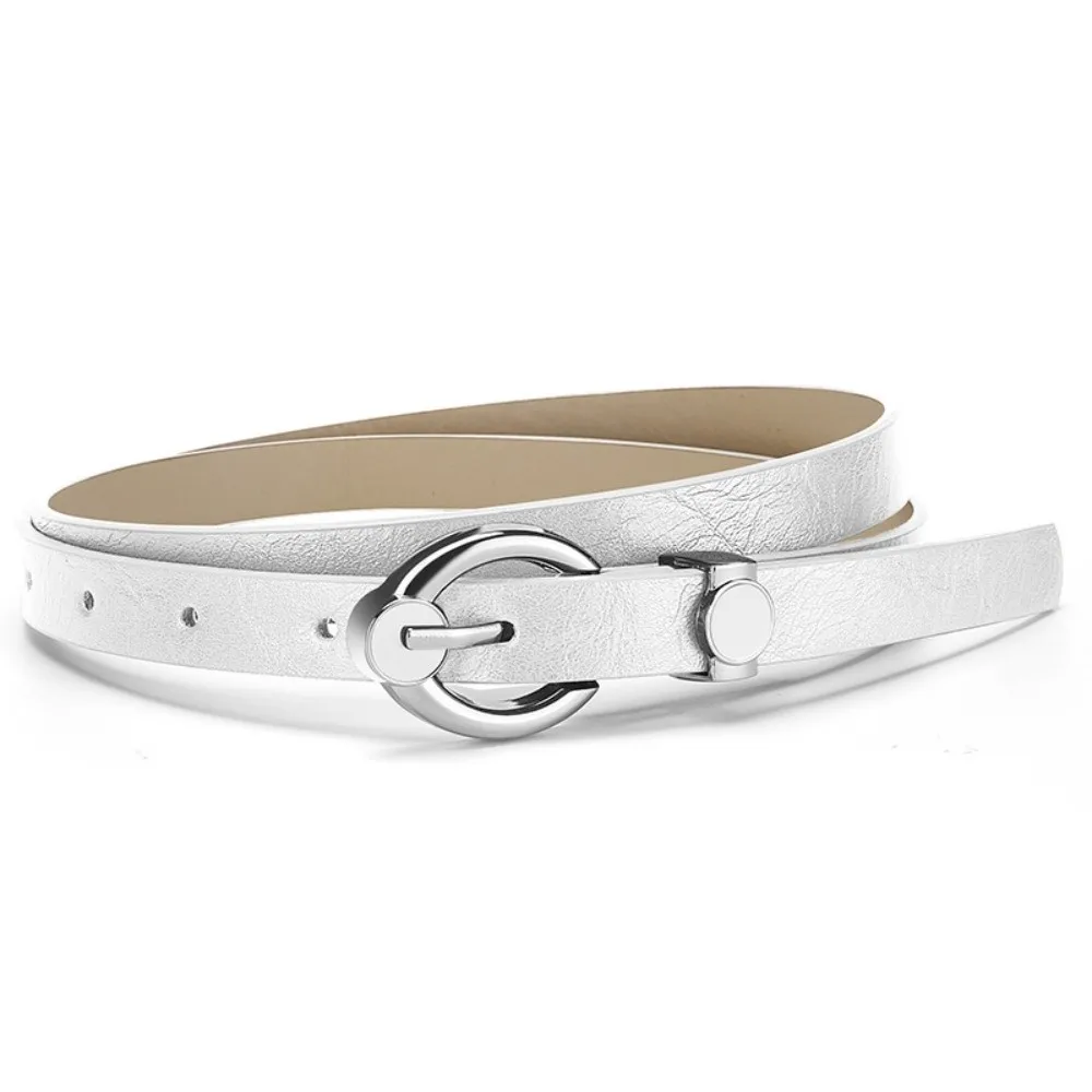 حزام خصر رفيع بإبزيم معدني على الموضة Harajuku Y2K حزام خصر عتيق أنيق من جلد البولي يوريثان للنساء