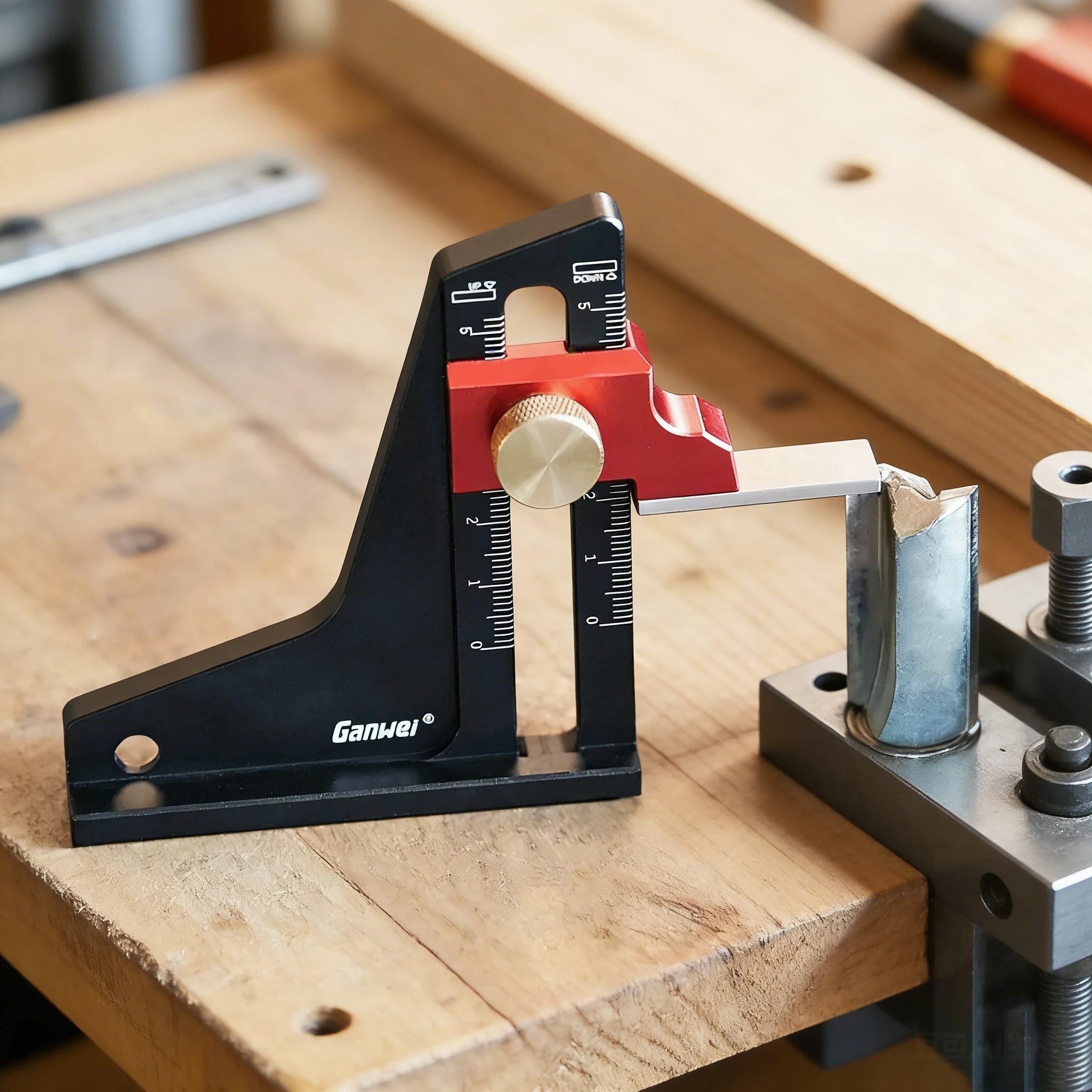 

Table Saw Depth Gauge 0-50mm Adjustable Router Table Height Gauge with Height Lock Aluminum Woodworking Measuring Gauge