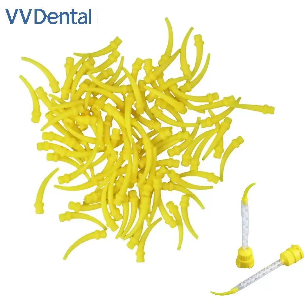 VVDental100pcs Silicone Dental Intraoral Impression Mixing Tips Nozzles Mixer Syringe Disposable Rubber Conveying Mixing Head D