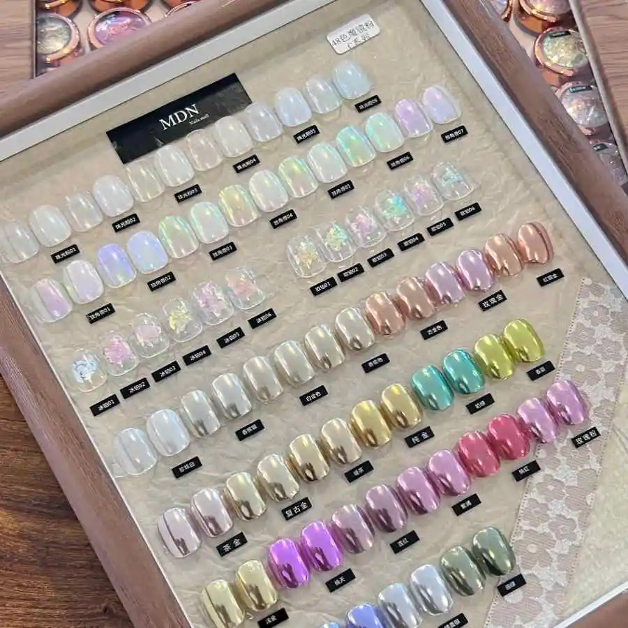 

48 Colors High Quality Magic Mirror Powder Aurora Powder 2025 New Crystal Coating Powder Nail Salon Hot Nail Art Kit Wholesale