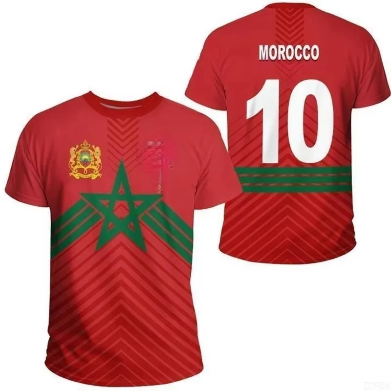 2025 Hot sales New Christmas Moroccan Shirt, Moroccan Map, National Flag, 3D Printed Men's T-shirt, Football Sports T-shirt