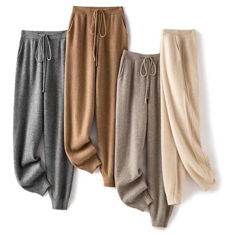 Pantalones informales de lana australiana para mujer, mallas ajustadas de pierna larga de lana pura, 100%, JA01, invierno, 2023